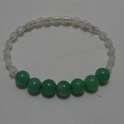 Women's Girl's Ladies Green Aventyrine, White Jade & Quartz Bracelet Jewelry