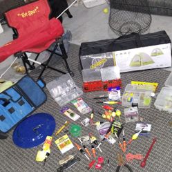 The Whole Fishing Gear Set Up All You Need Right Down To The Seat Than The Tent To The Pole Hooks And Bobbers and Lures  And Much More All You Need 