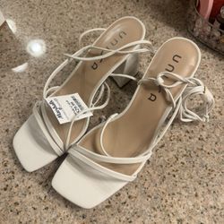 White Lace Up Heels 