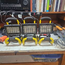 Three halogen work lights