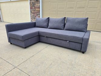 IKEA FRIHETEN Sleeper sectional,3 seat w/storage, Skiftebo dark gray