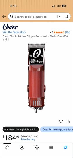 Oster Classic 76 Hair Clipper Professional Pro Salon Kryptec
