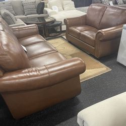 Leather Match Sofa & Love Seat On Sale