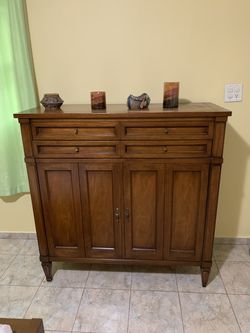 bed frame with mattress , 2 nightstands, dresser and  a round table