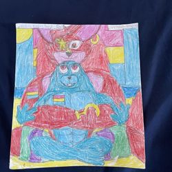 Energetic Blue and Red Art Drawing Illustration
