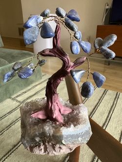Sodalite 5" Tall Handmade Gemstone Tree on a Crystal base