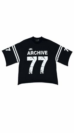 ARCHIVE 77 Men's S Oversized Streetwear Tee Black White Graphic Cotton Blend