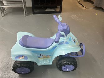 Bluey-themed ride-on toy for kids. Features sturdy wheels and handlebars. Great condition. Pick up in Yonkers NY 10710. Fundraising all proceeds dona