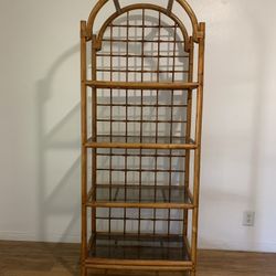 vintage bamboo/rattan shelving 