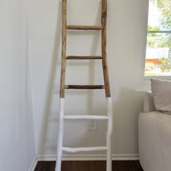 Anthropologie White-Dipped Decorative Ladder