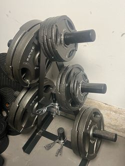 Fitness Gear Weight Plate Set with Storage Rack