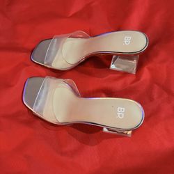 BP. Clear Strap Heels w/ Acrylic Block Heel – Size 10