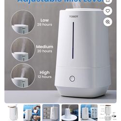 Tosot Ultrasonic Cool Mist Humidifier, 4L, 1.1 Gallon Essential Oil Diffuser, Top-Filling Tank, Micro-Mist Technology, 24-Hour Run Time, Auto Shut-Off