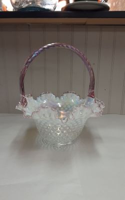 Fenton Pink Basket W/Tag- Located in Shelton