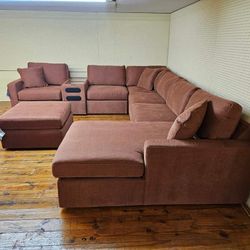 Modmax Almost Caramel Color Modular Oversized Sectional Couch With Chaise 