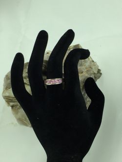 925 STER Silver Pink CZ Ring 9.5