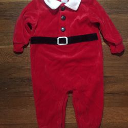 Baby Boy First Moments Santa Outfit One Piece Christmas Holiday Size 6-9