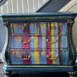 Iris” Large Vibrant Custom Painted Bombay Chest 