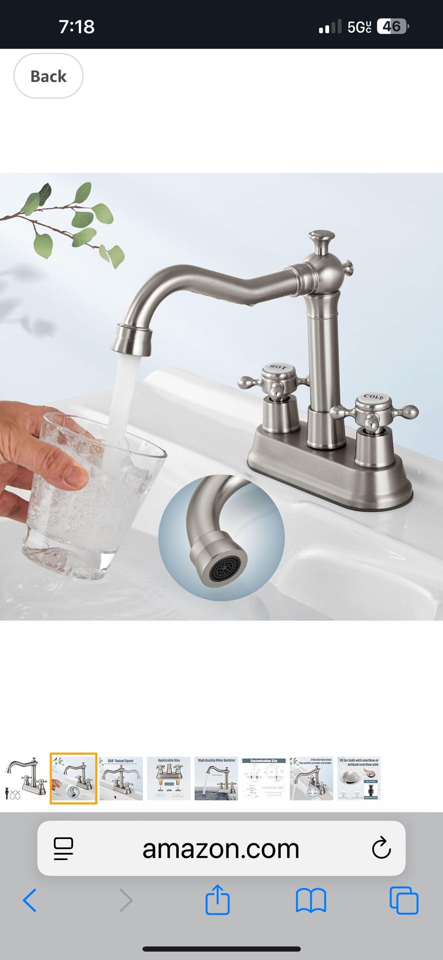 4 Inch Centerset Bathroom Sink Faucet Vintage 2 Cross Handles RV Mixer Tap Basin Nickel And Chrome, A20 N $40