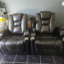 LEATHER RECLINER THEATER CHAIR