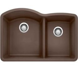 BLANCO, Café Brown 440177 DIAMOND SILGRANIT 60/40 Double Bowl Undermount Kitchen Sink, 32" X 21"