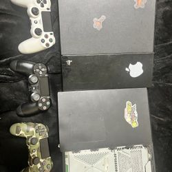 Two PlayStations Used And Three Controllers