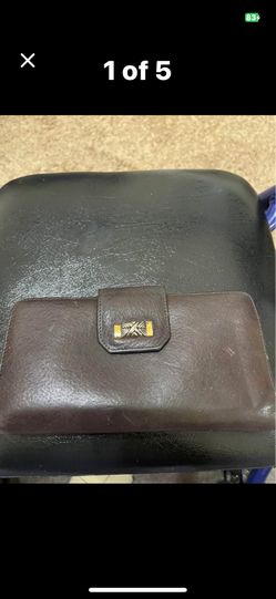 Dark brown leather wallet photo & card slots 3zip compartments checkbook & license slots 7”x4”