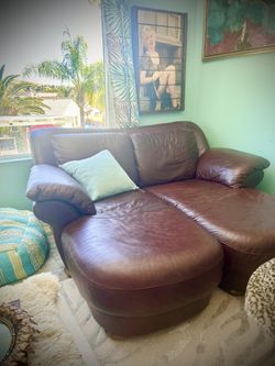 Flexsteel Custom Double Leather Lounger Couch 