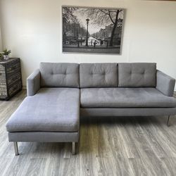 West Elm Jackson Reversible Chaise Sectional in Heather Gray