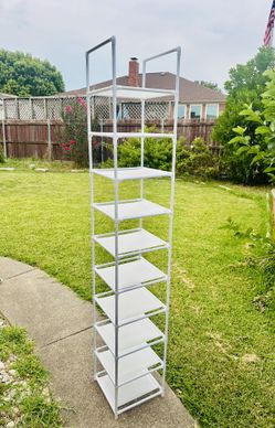 10 Tier LIGHTWEIGHT Shoe Rack Shelves Storage Organizer for Space Saving Corner Entryway Size Length 12", Width 12", Height 67" New Condition