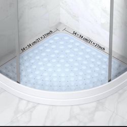 Corner Shower Mats Non Slip - 21x21inches Quadrant Shower Mat with Suction Cups