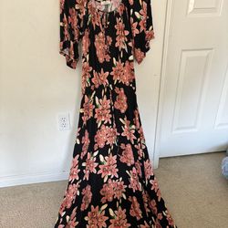 Large Floral Long Beautiful Dress For Women