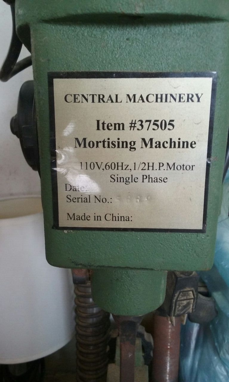 Central Machinery Item#37505 mortising machine