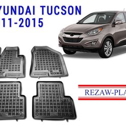 REZAW PLAST Floor Mats For Hyundai Tucson 2011-2015 2 Rows All Weather Rubber Mats Set Black
