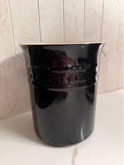New Le Creuset Black Onyx Kitchen Utensil Crock Canister Jar