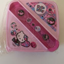 Hello Kitty Tupperware With Fork & Spoon