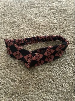 Handmade Patterned Logo Headband in Black and Brown
