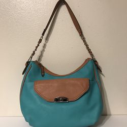 Rosetti Women’s Turquoise & Brown Faux Leather Purse Chain Strap Hobo Bag