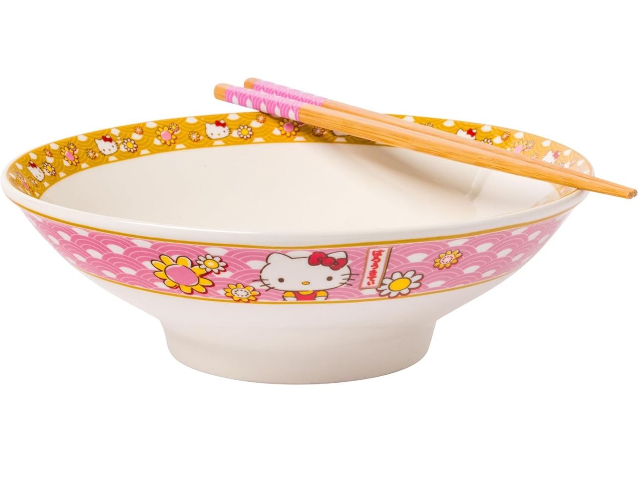Hello Kitty ceramic bowl with chopsticks
