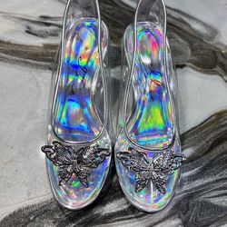 Ellie Cinder 305 clear vinyl Butterfly Princess Heels size 6