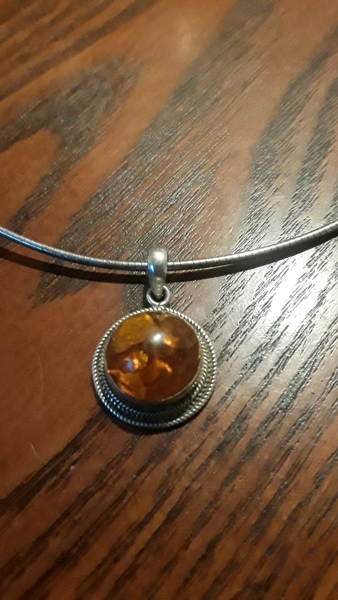 Gorgeous Sterling Silver 925 Amber pendant with Sterling Silver 925 necklace.