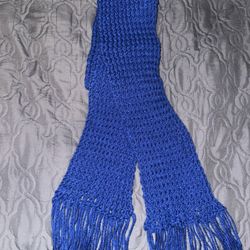 Home Made Crochet Scarf And Blue.