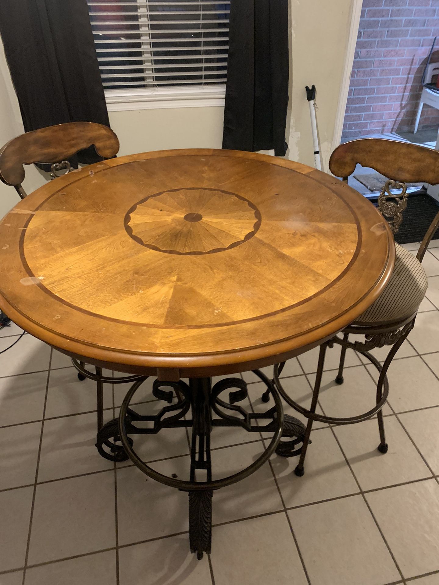 NICE Wood And Cast Iron Breakfast/Bar Table