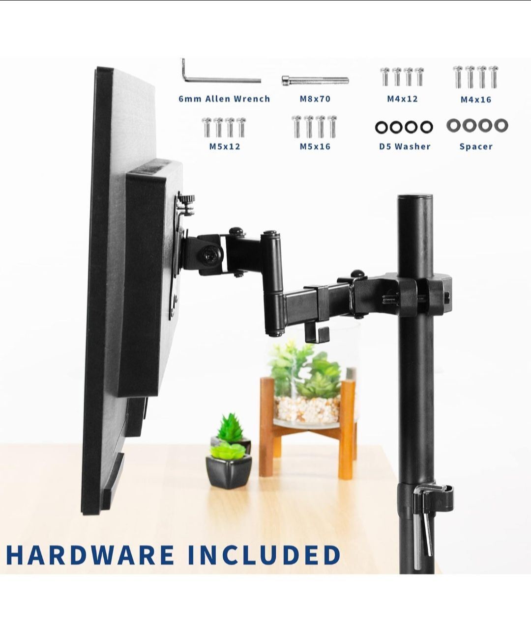 VIVO Steel Universal Full Motion Pole Mount Monitor Arm with Removable 75mm and 100mm VESA Plate, Fits 17 to 32 inch Screens, Black, MOUNT-POLE01A
