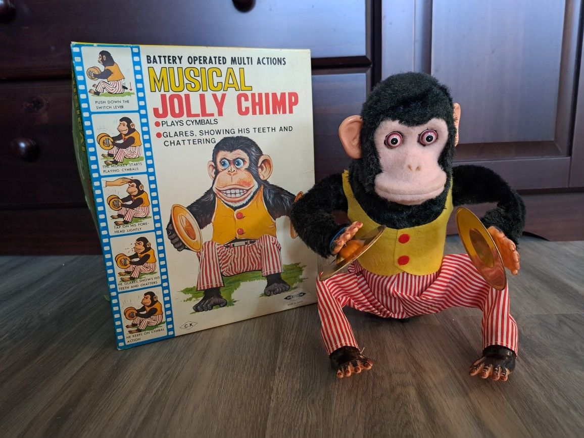Vintage Musical Jolly Chimp Toy - Rare! Fully Functional - New/excellent Condition. Original Box