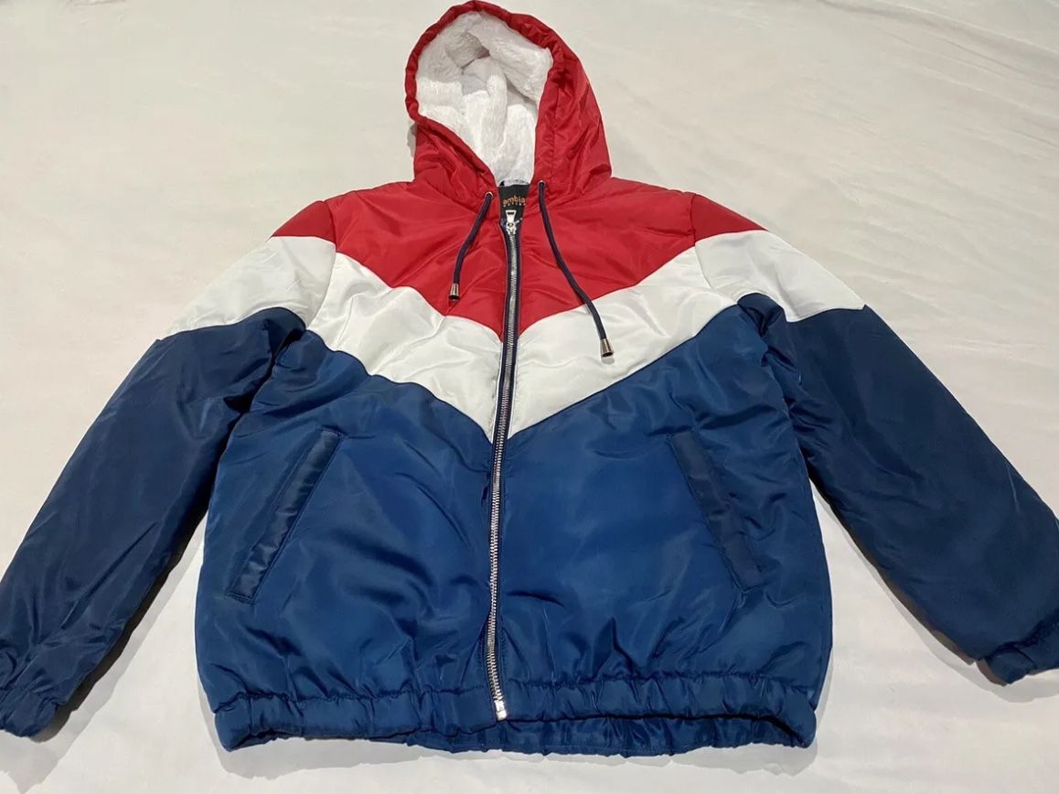 Red, White & Blue Puffer Jacket - S