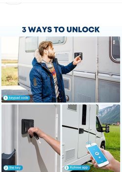 Kohree  RV Lock Keyless Entry Backlit Keypad Waterproof Control Door Lock Latch Handle With Knob Deadbolt, via Phone App/Remote a Key/Password, for Tr