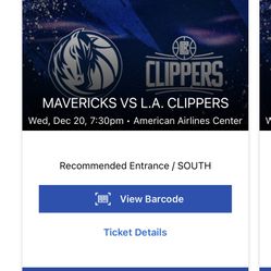 Mavs vs clipper Dec 20th