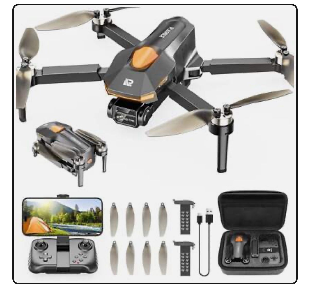 Drones with Camera, Brushless Motor FPV Foldable Mini RC Drone, One-Touch Takeoff, 5G WiFi, Auto Hover, 30-Min Flight Time 