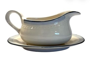 Vintage Crowning Fashion Mountain Sky Ceramic Gravy Boat and Saucer